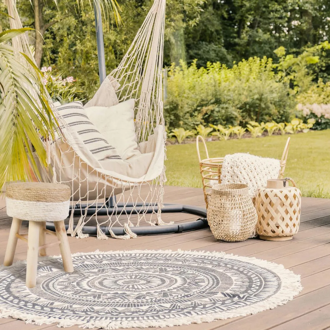 3S. x Home Tabouret Blanc et bois ANTONIO