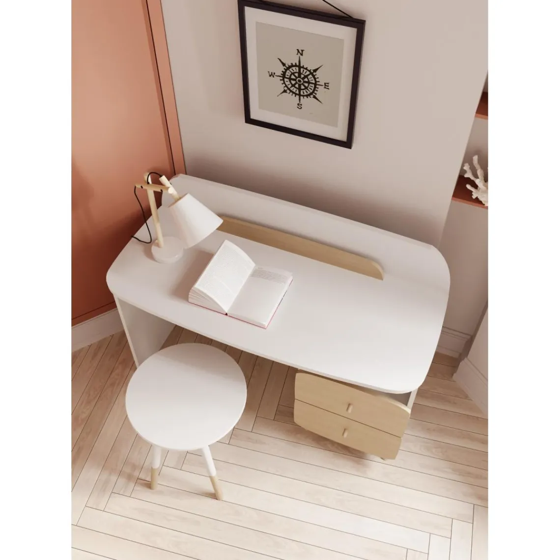 3 SUISSES Tabouret blanc FIRMIANA Clearance