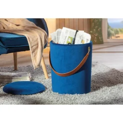 3S. x Home Tabouret Coffre Bleu TCHAI New