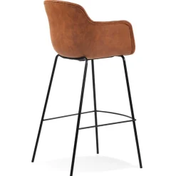ALTEREGO Tabouret de bar avec accoudoirs 'CALVIN' en microfibre brune Sale