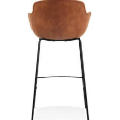 ALTEREGO Tabouret de bar avec accoudoirs 'CALVIN' en microfibre brune Sale