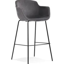 ALTEREGO Tabouret de bar avec accoudoirs 'LARISSA' en velours gris New