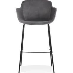 ALTEREGO Tabouret de bar avec accoudoirs 'LARISSA' en velours gris New