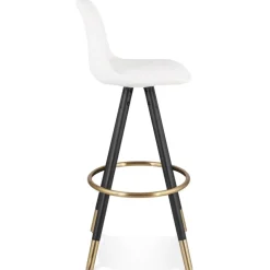ALTEREGO Tabouret de bar 'CLARISSE' en tissu bouloché blanc et 4 pieds en bois noir Discount