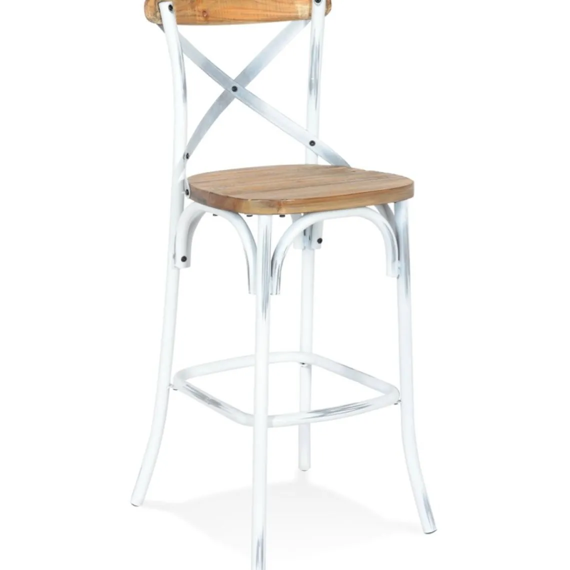 ALTEREGO Tabouret de bar 'COTTAGE' en bois finition Noyer effet vieilli Discount