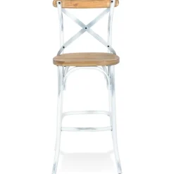 ALTEREGO Tabouret de bar 'COTTAGE' en bois finition Noyer effet vieilli Discount