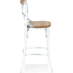 ALTEREGO Tabouret de bar 'COTTAGE' en bois finition Noyer effet vieilli Discount