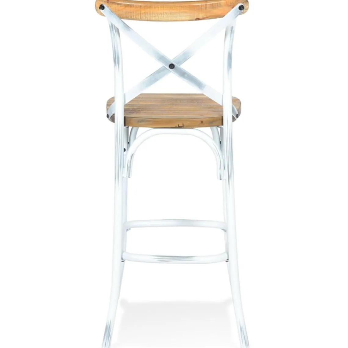 ALTEREGO Tabouret de bar 'COTTAGE' en bois finition Noyer effet vieilli Discount