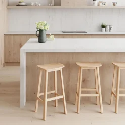 ALTEREGO Tabouret de bar design 'DUMAS' en bois finition naturelle Best