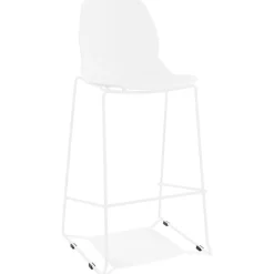 ALTEREGO Tabouret de bar design empilable 'BERLIN' blanc avec pied en métal blanc Clearance