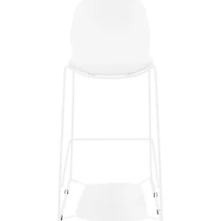 ALTEREGO Tabouret de bar design empilable 'BERLIN' blanc avec pied en métal blanc Clearance
