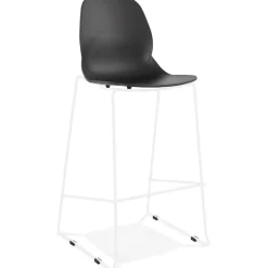 ALTEREGO Tabouret de bar design empilable 'BERLIN' noir avec pied en métal blanc Sale