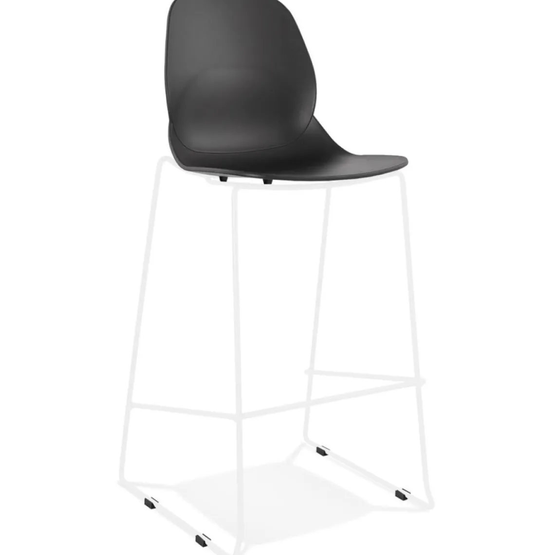 ALTEREGO Tabouret de bar design empilable 'BERLIN' noir avec pied en métal blanc Sale