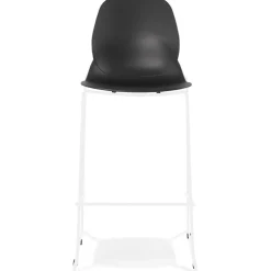 ALTEREGO Tabouret de bar design empilable 'BERLIN' noir avec pied en métal blanc Sale