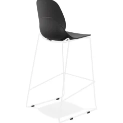 ALTEREGO Tabouret de bar design empilable 'BERLIN' noir avec pied en métal blanc Sale