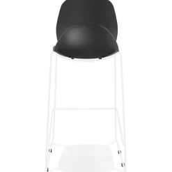 ALTEREGO Tabouret de bar design empilable 'BERLIN' noir avec pied en métal blanc Sale