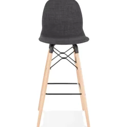 ALTEREGO Tabouret de bar design 'GALACTIK' en tissu gris foncé style scandinave Clearance