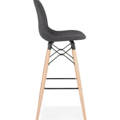 ALTEREGO Tabouret de bar design 'GALACTIK' en tissu gris foncé style scandinave Clearance