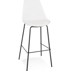 ALTEREGO Tabouret de bar design 'LEMON' blanc avec pied en métal noir Discount