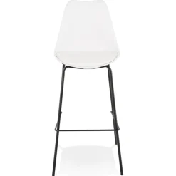 ALTEREGO Tabouret de bar design 'LEMON' blanc avec pied en métal noir Discount