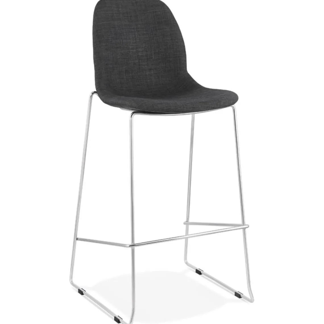 ALTEREGO Tabouret de bar empilable 'FAKIR' en tissu gris foncé et pied en métal chromé New