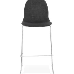 ALTEREGO Tabouret de bar empilable 'FAKIR' en tissu gris foncé et pied en métal chromé New