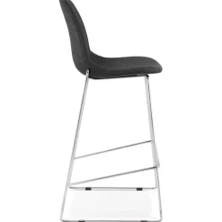 ALTEREGO Tabouret de bar empilable 'FAKIR' en tissu gris foncé et pied en métal chromé New