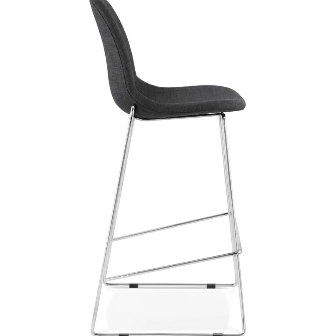 ALTEREGO Tabouret de bar empilable 'FAKIR' en tissu gris foncé et pied en métal chromé New