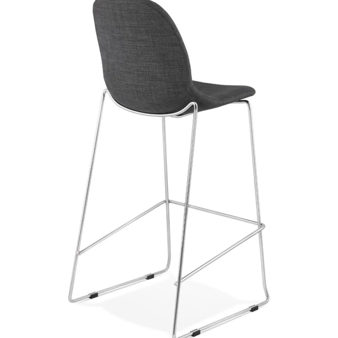 ALTEREGO Tabouret de bar empilable 'FAKIR' en tissu gris foncé et pied en métal chromé New