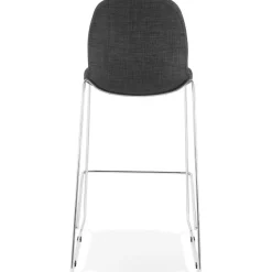 ALTEREGO Tabouret de bar empilable 'FAKIR' en tissu gris foncé et pied en métal chromé New