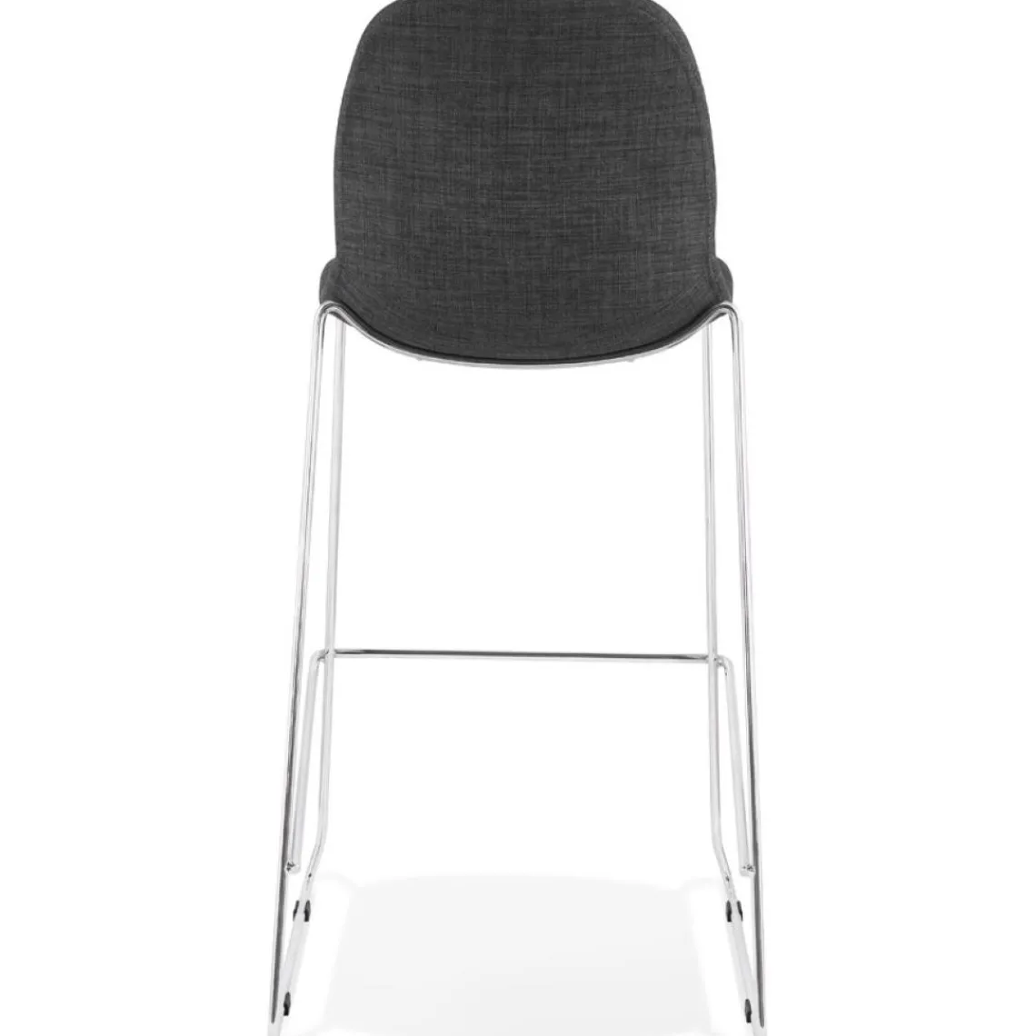 ALTEREGO Tabouret de bar empilable 'FAKIR' en tissu gris foncé et pied en métal chromé New
