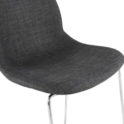 ALTEREGO Tabouret de bar empilable 'FAKIR' en tissu gris foncé et pied en métal chromé New