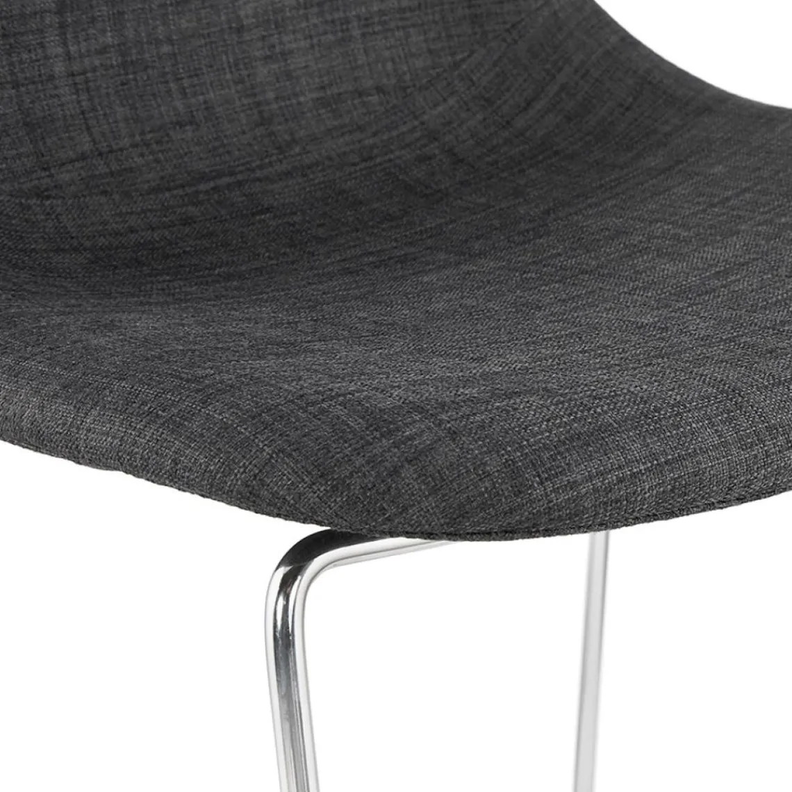 ALTEREGO Tabouret de bar empilable 'FAKIR' en tissu gris foncé et pied en métal chromé New