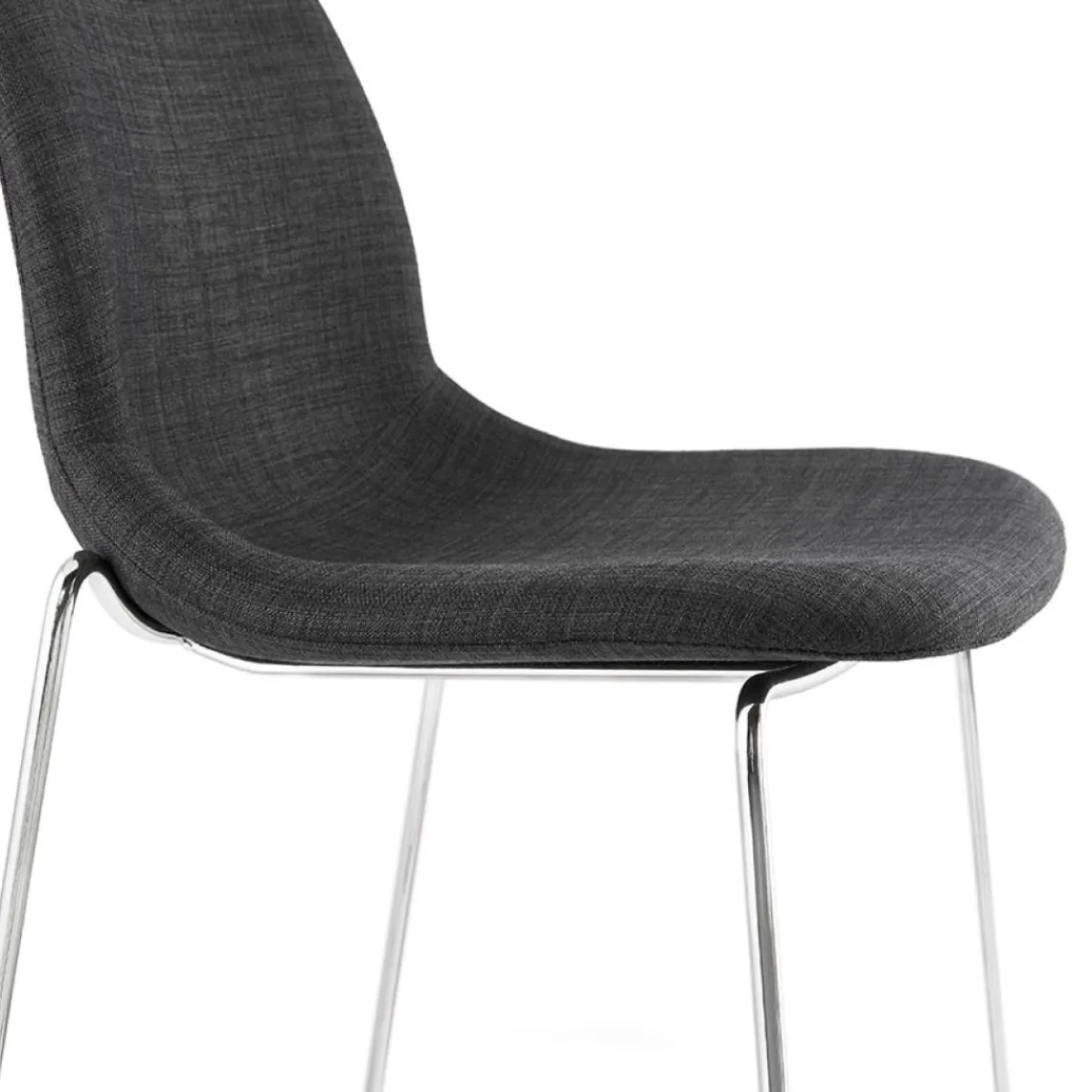 ALTEREGO Tabouret de bar empilable 'FAKIR' en tissu gris foncé et pied en métal chromé New