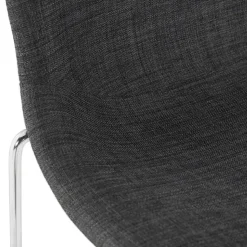 ALTEREGO Tabouret de bar empilable 'FAKIR' en tissu gris foncé et pied en métal chromé New