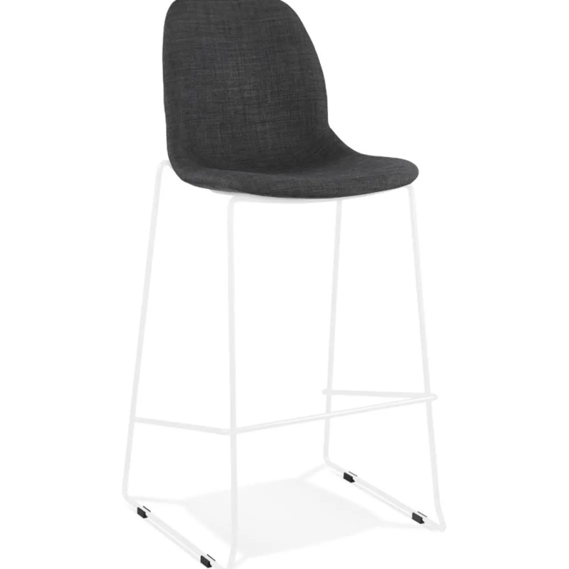 ALTEREGO Tabouret de bar empilable 'FAKIR' en tissu gris foncé et pied en métal blanc New