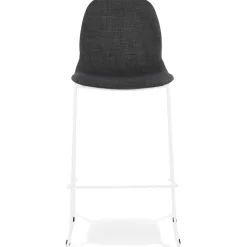 ALTEREGO Tabouret de bar empilable 'FAKIR' en tissu gris foncé et pied en métal blanc New
