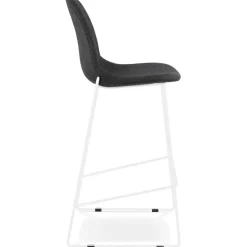 ALTEREGO Tabouret de bar empilable 'FAKIR' en tissu gris foncé et pied en métal blanc New