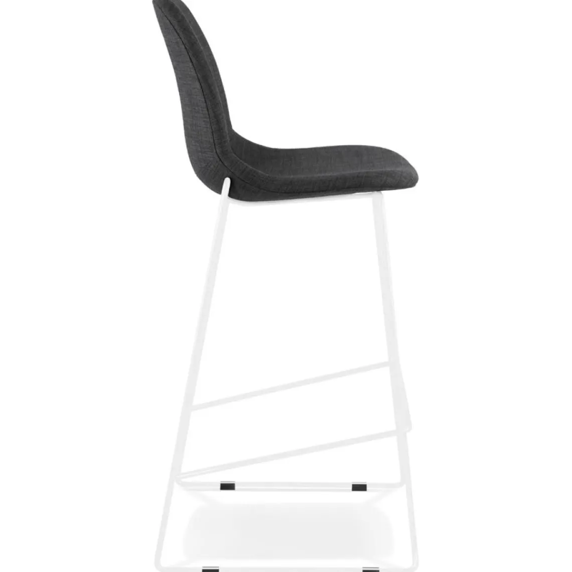 ALTEREGO Tabouret de bar empilable 'FAKIR' en tissu gris foncé et pied en métal blanc New