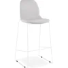 ALTEREGO Tabouret de bar empilable 'FAKIR' en tissu gris clair et pied en métal blanc Sale