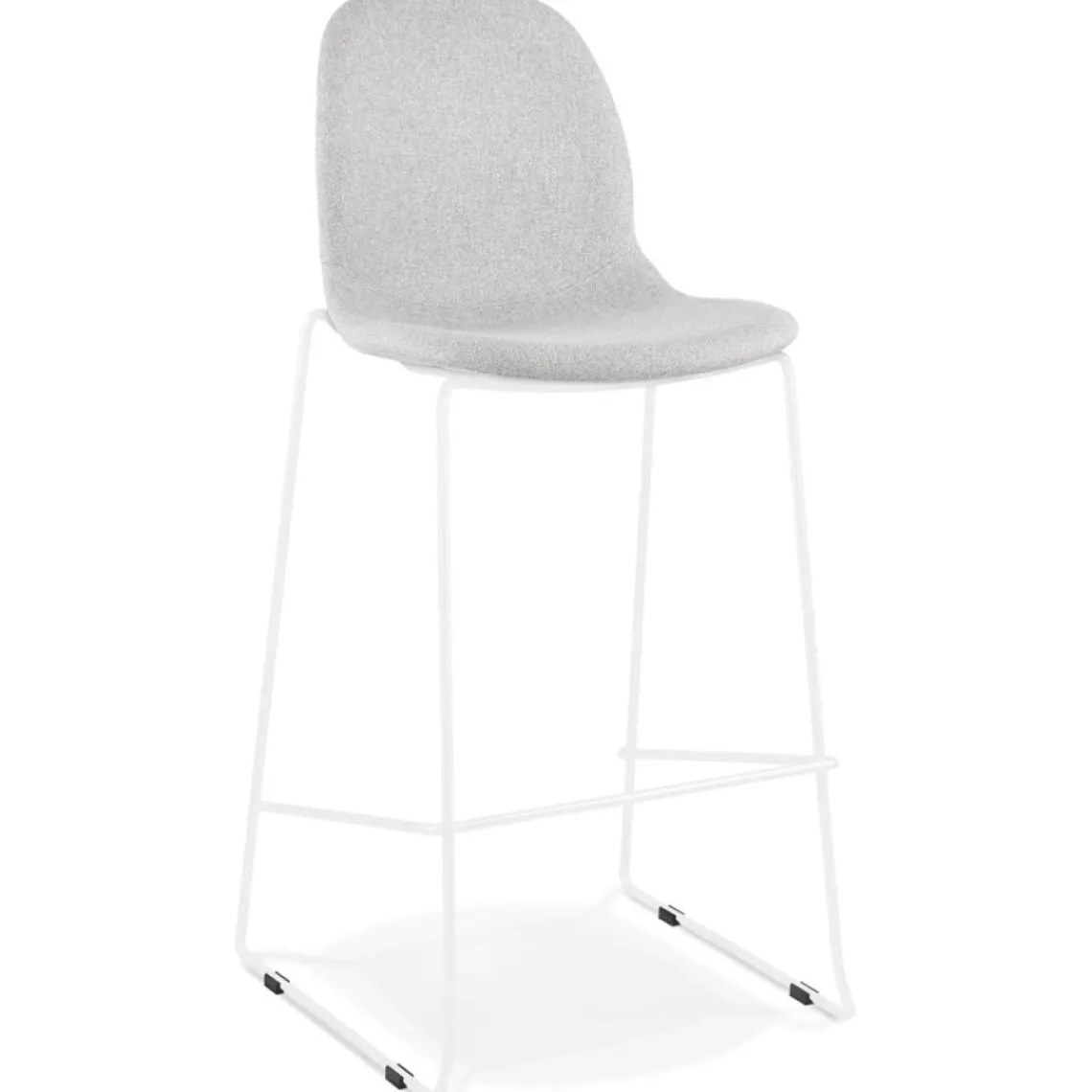 ALTEREGO Tabouret de bar empilable 'FAKIR' en tissu gris clair et pied en métal blanc Sale