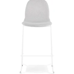 ALTEREGO Tabouret de bar empilable 'FAKIR' en tissu gris clair et pied en métal blanc Sale