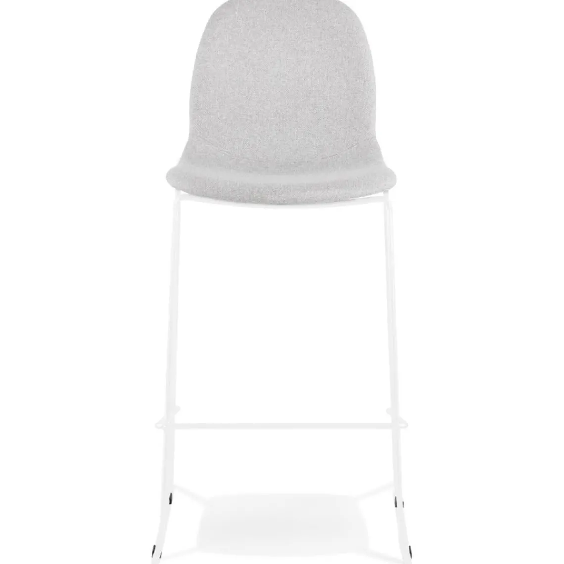 ALTEREGO Tabouret de bar empilable 'FAKIR' en tissu gris clair et pied en métal blanc Sale