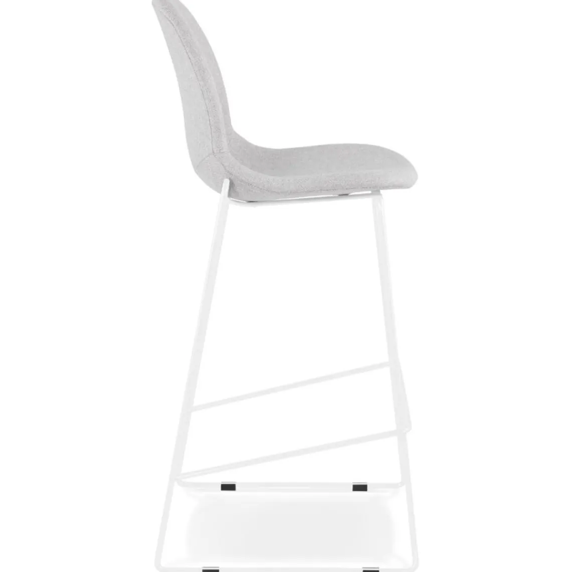ALTEREGO Tabouret de bar empilable 'FAKIR' en tissu gris clair et pied en métal blanc Sale