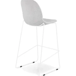 ALTEREGO Tabouret de bar empilable 'FAKIR' en tissu gris clair et pied en métal blanc Sale