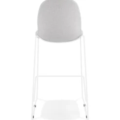 ALTEREGO Tabouret de bar empilable 'FAKIR' en tissu gris clair et pied en métal blanc Sale