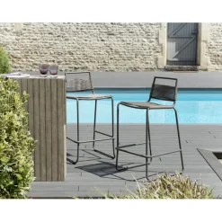 Macabane Tabouret de bar en métal et cordage synthétique Clearance