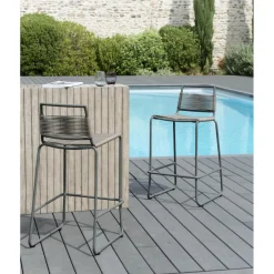 Macabane Tabouret de bar en métal et cordage synthétique Clearance
