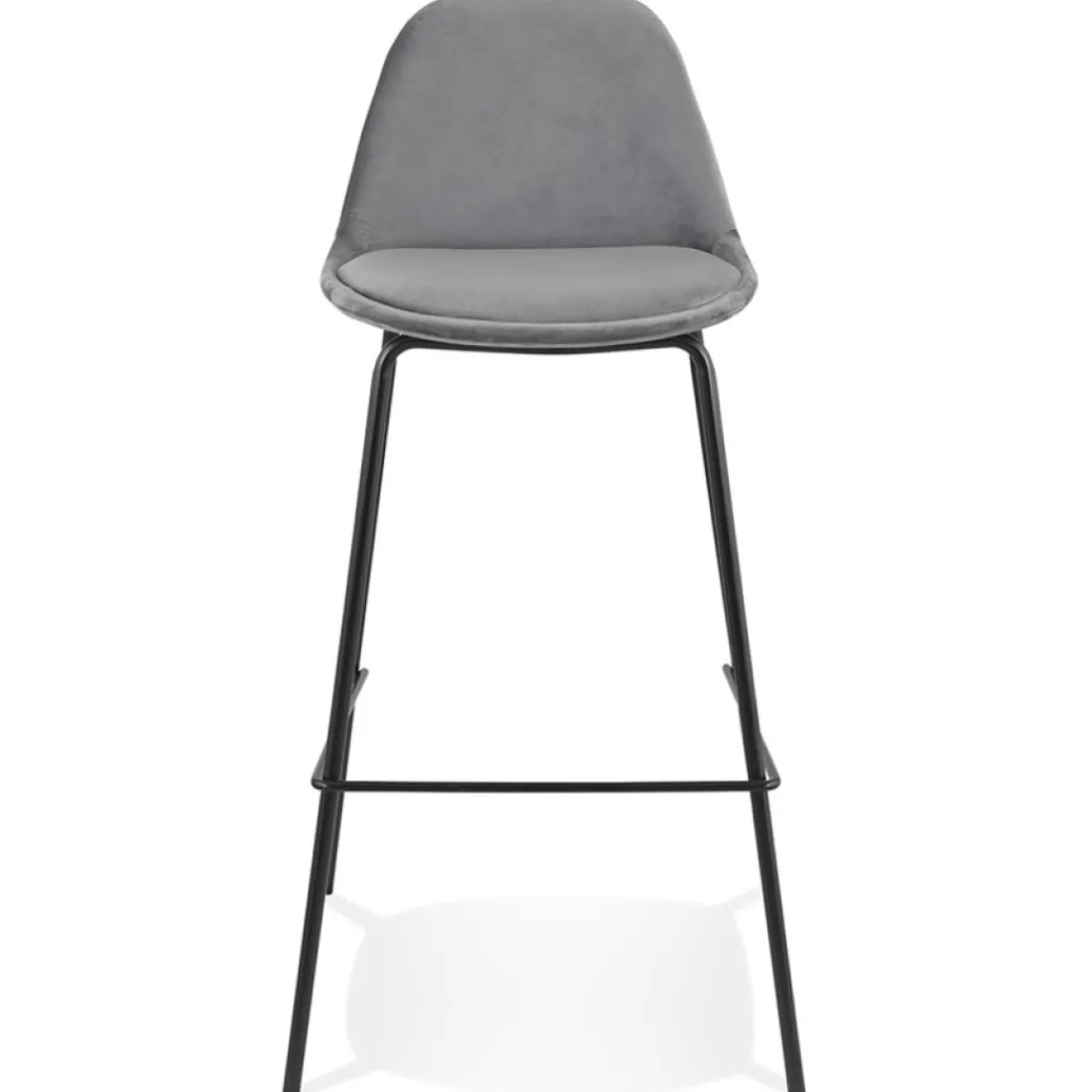 ALTEREGO Tabouret de bar 'FENTON' en velours gris et pied en métal noir Clearance