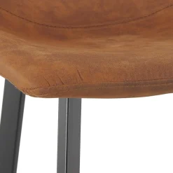 ALTEREGO Tabouret de bar 'FUJI' en microfibre brune avec pied en métal noir Clearance